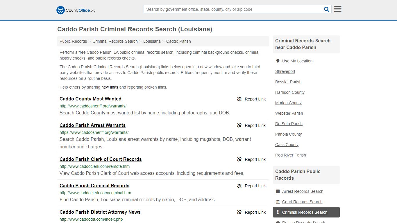 Caddo Parish Criminal Records Search (Louisiana) - County Office